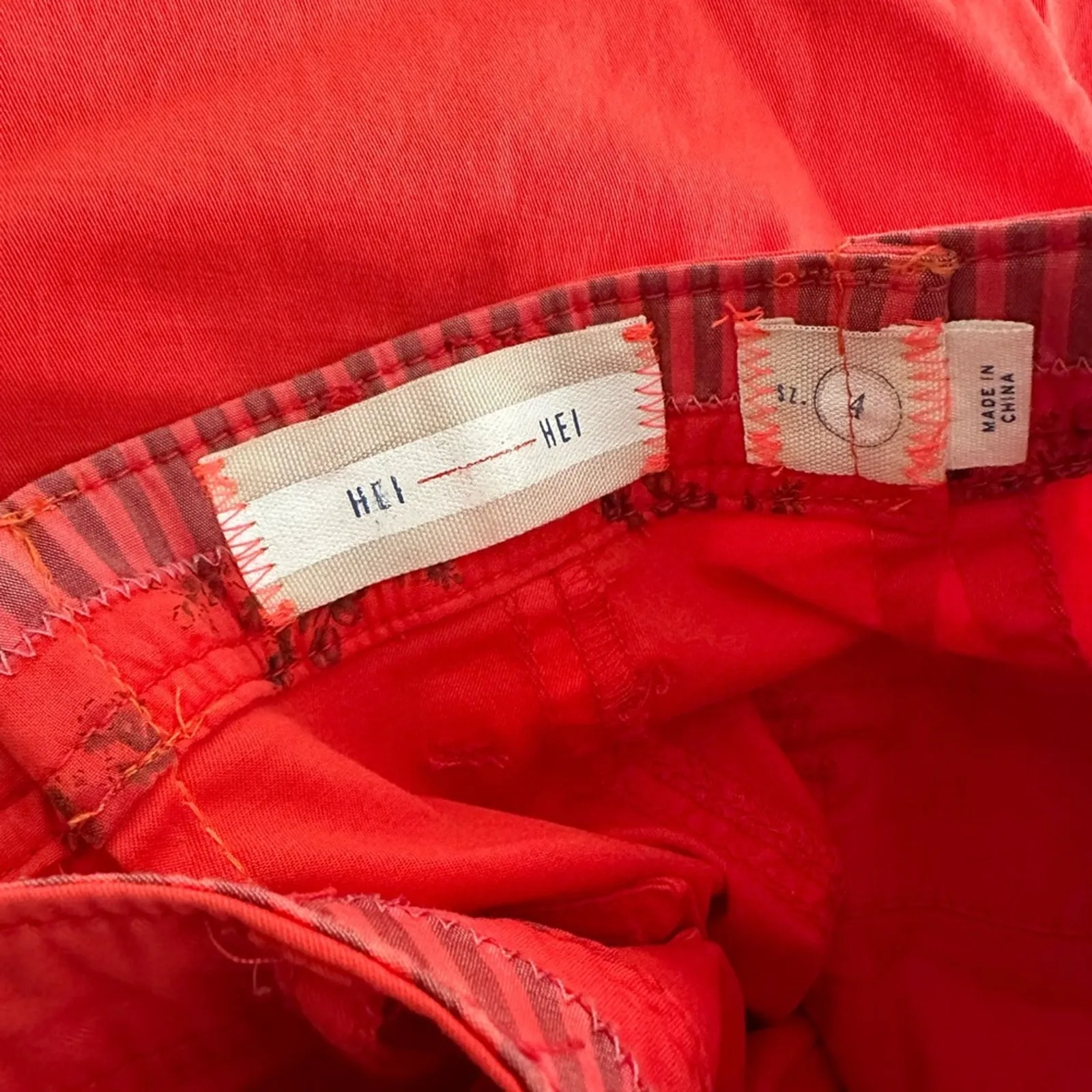 Anthropologie Hei Coral Orange Pants Straight Fall Colorful Artsy Fall Bright - Image 2