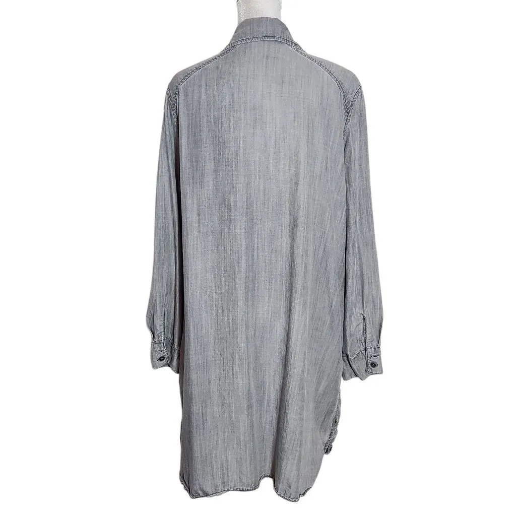 Philosophy Distressed Gray Chambray Shirt Dress Size XL Gray Mini Shirt Dress - Image 2