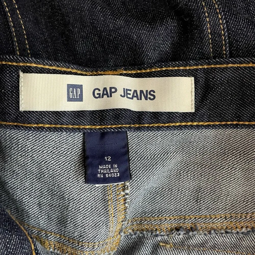 Vintage Y2K  Dark Wash Utility Denim Jean Skirt Classic Knee Length womens 12 - Image 10