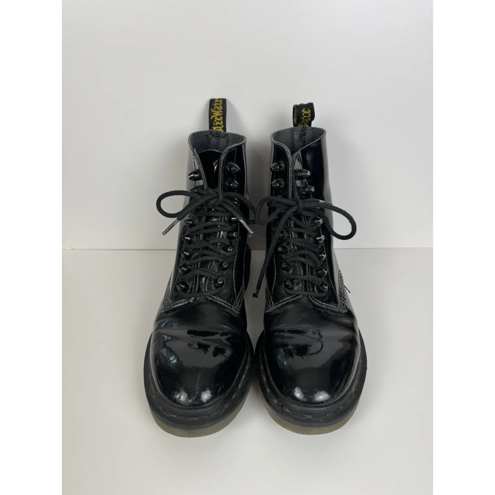 Dr Martens Docs Pascal Stud Combat‎ Boots Womens Size 7 Patent Leather - Image 2