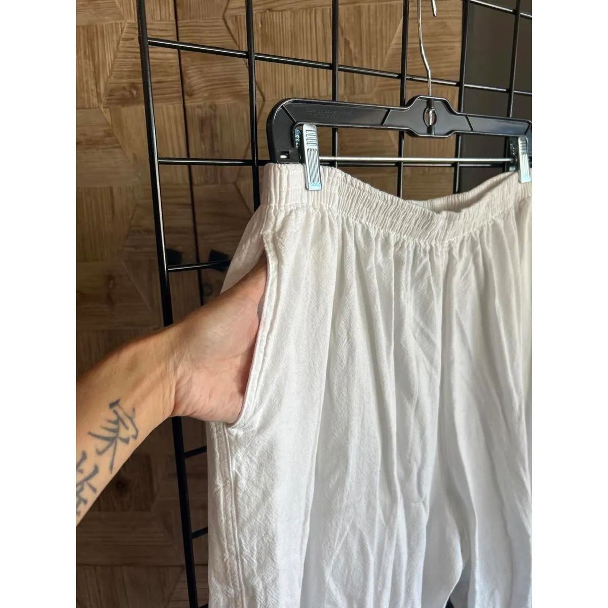 NWT Sea Breeze of California Women's White Crop Pants Size 3X Elastic Baggy - Image 2