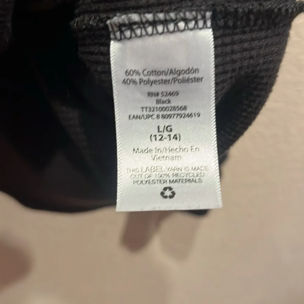 Time and Tru Women’s Black Thermal Waffle Knit Long Sleeve Tee Size Large 12-14 - Image 5