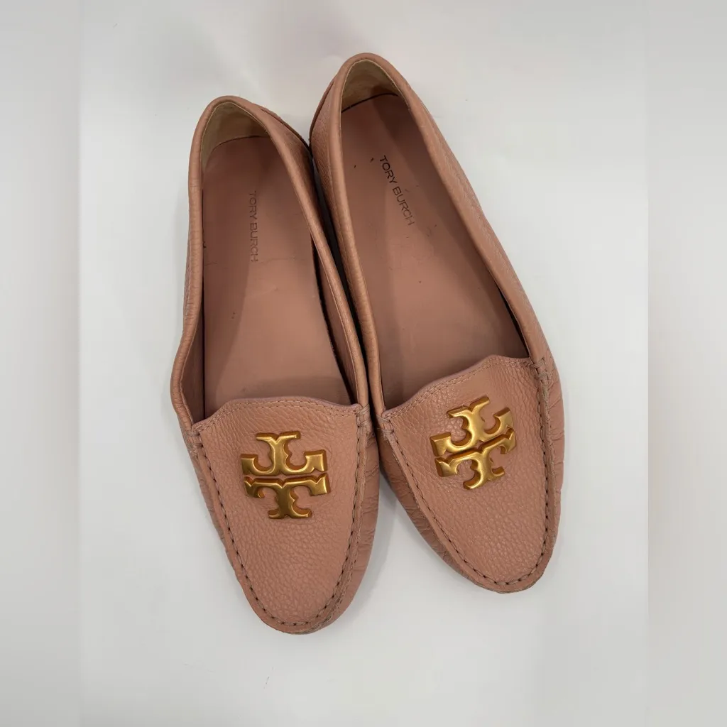 Tory Burch Everly Pebble Leather Flat Driver Loafer Pink Moon - Image 2