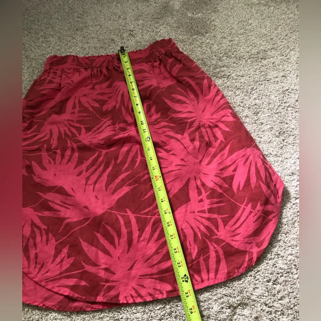 Gap Women Hawaiian Print sz S Tropical Skirt cotton Linen pockets elastic waist - Image 8