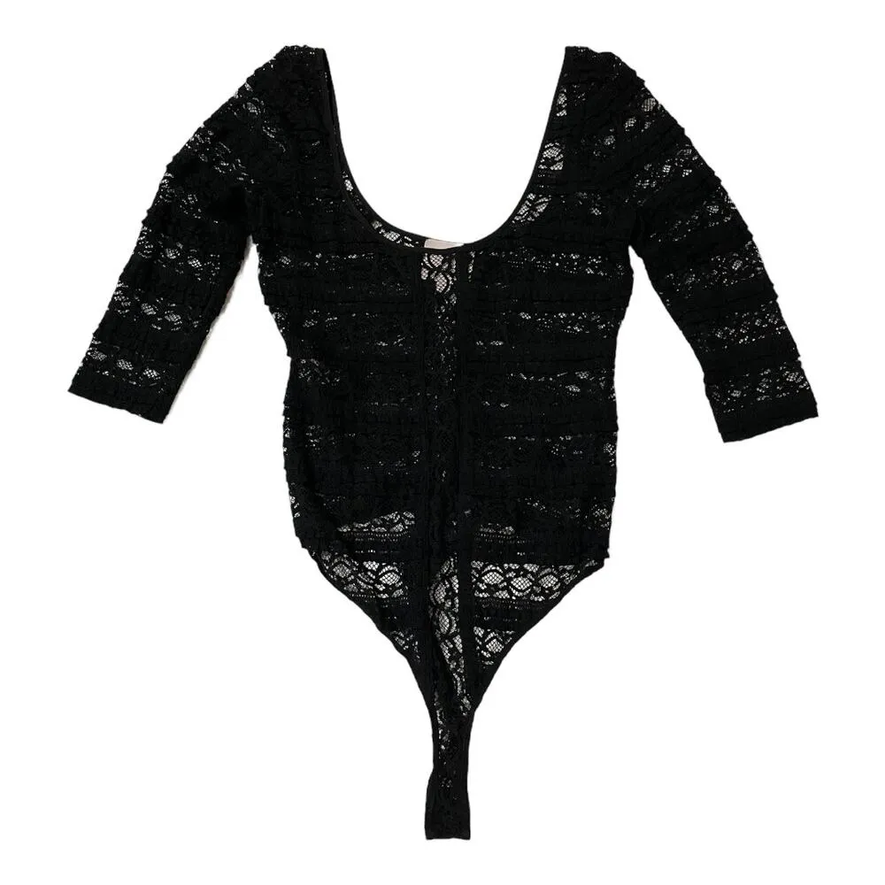 Cinq A Sept Marla Silk Lace Bodysuit - Black - Small - Image 9