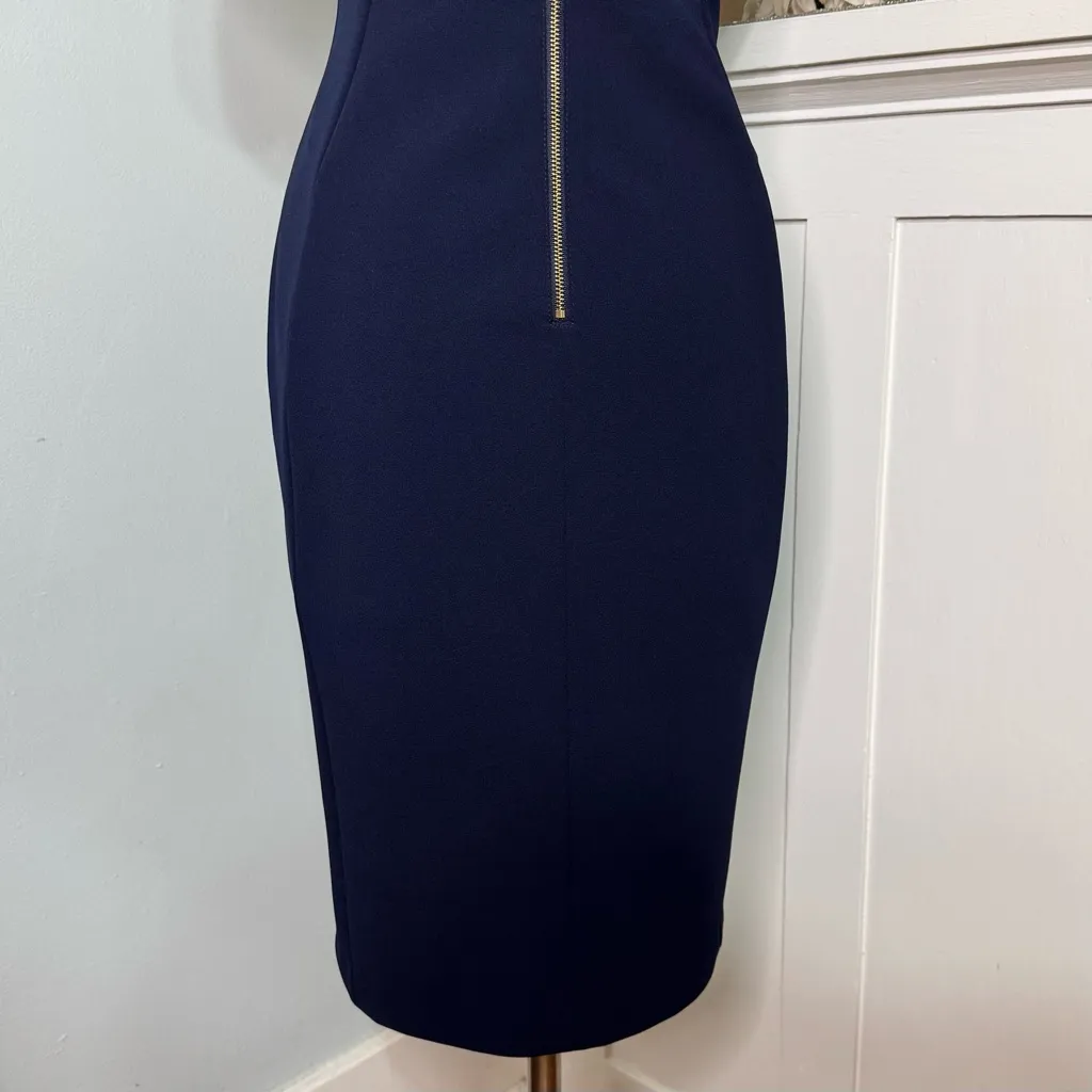 Calvin Klein Tulip Sleeve Sheath Dress Navy Blue Size 10 - Image 8