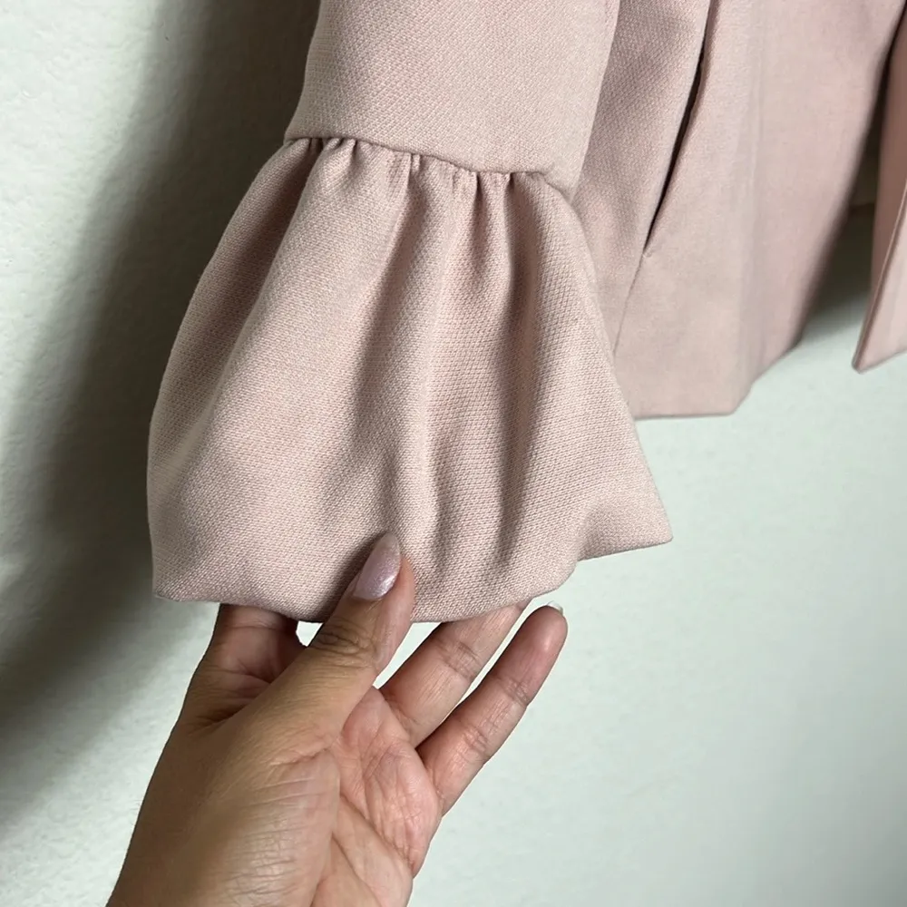 Zara Light Pink Blush Blazer Jacket Ruffle Cuff Double Button - Image 6