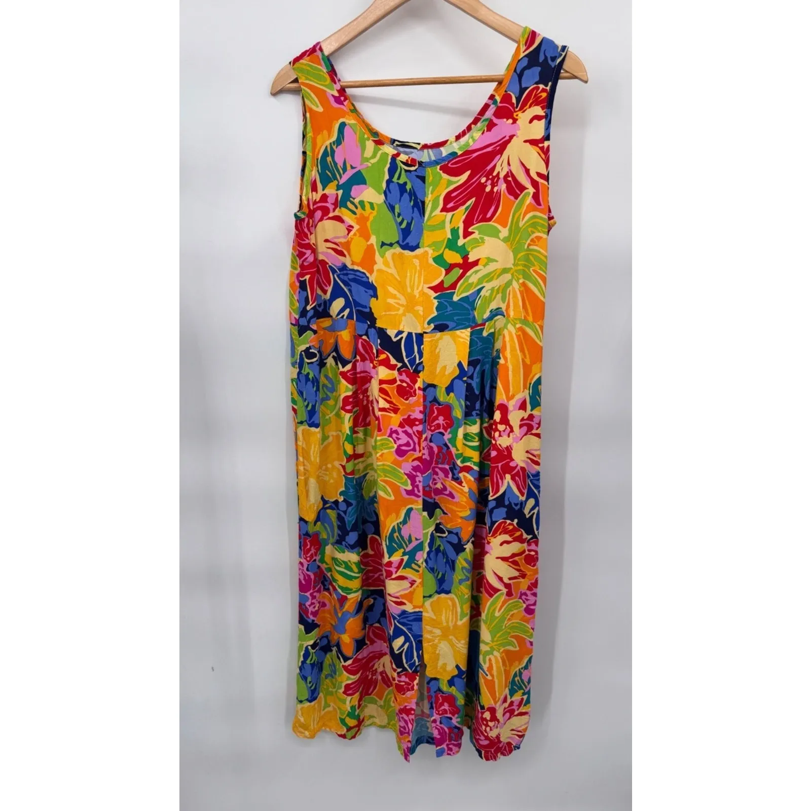 Vintage Hilo Hattie Hawaiian Dress Medium Yellow Hibiscus Print‎ Crinkle Rayon - Image 5