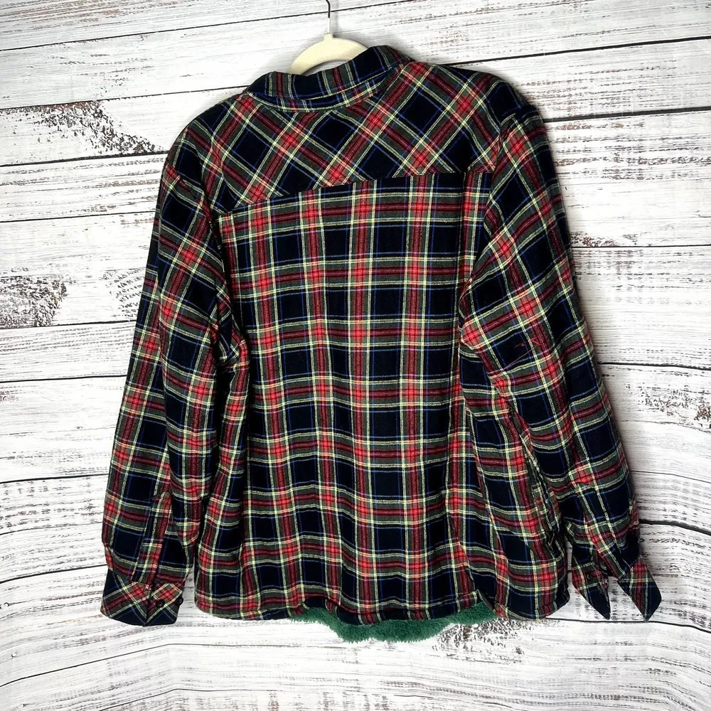 Che Bella Plaid Sherpa Lined Shacket Jacket Warm Cozy 2xl NWT Black Size 2X - Image 4