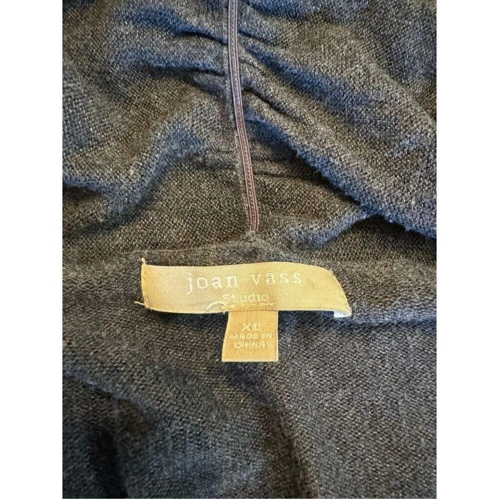 Joan vass open front cardigan size xl 100% viscose grey soft classic minimalist - Image 4