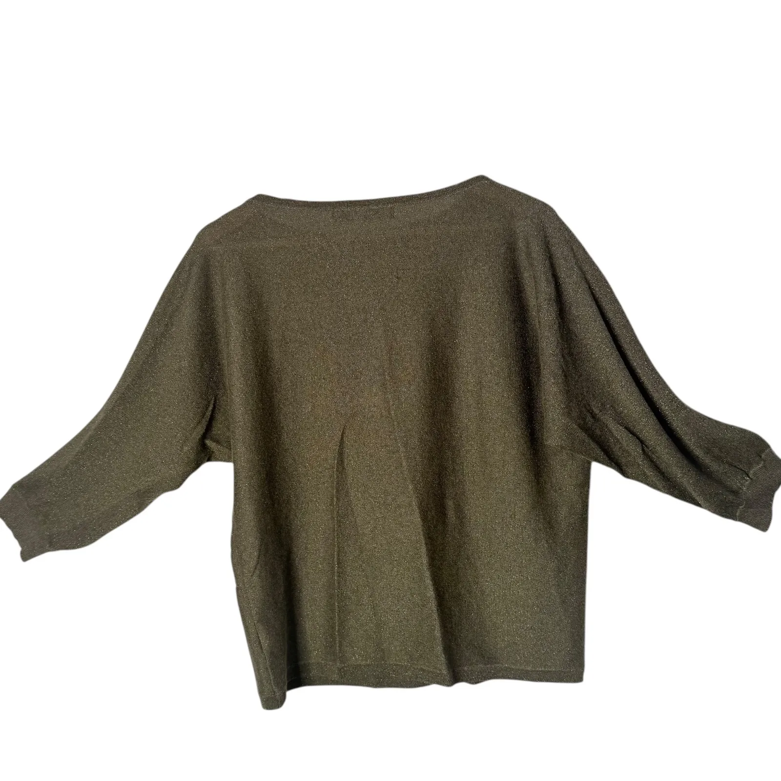 Ralph‎ Lauren Metallic Green Knit Top Women's Size L Sparkle Blouse - Image 4