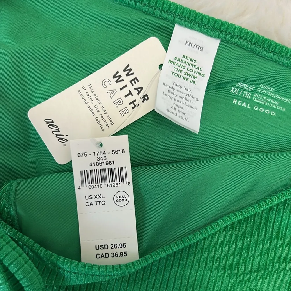 Aerie Shine Rib Bikini Green - Image 5