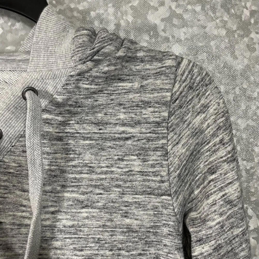 Torrid Gray Lace Up Cropped Hoodie Sweatshirt - Size 0 (12/Large) - Long Sleeves - Image 3