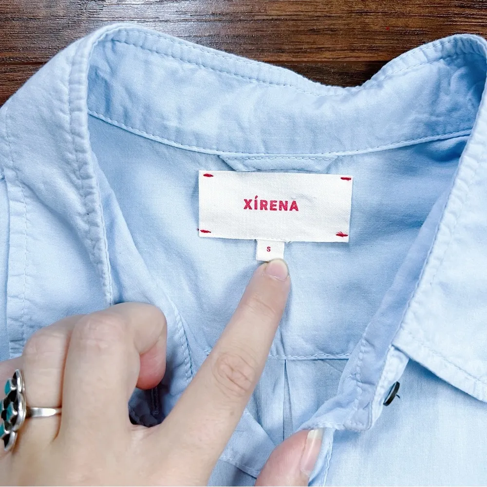 Xirena • Beau Ombré Shirt in Dawn Bleu cotton poplin dip dye button down - Image 6