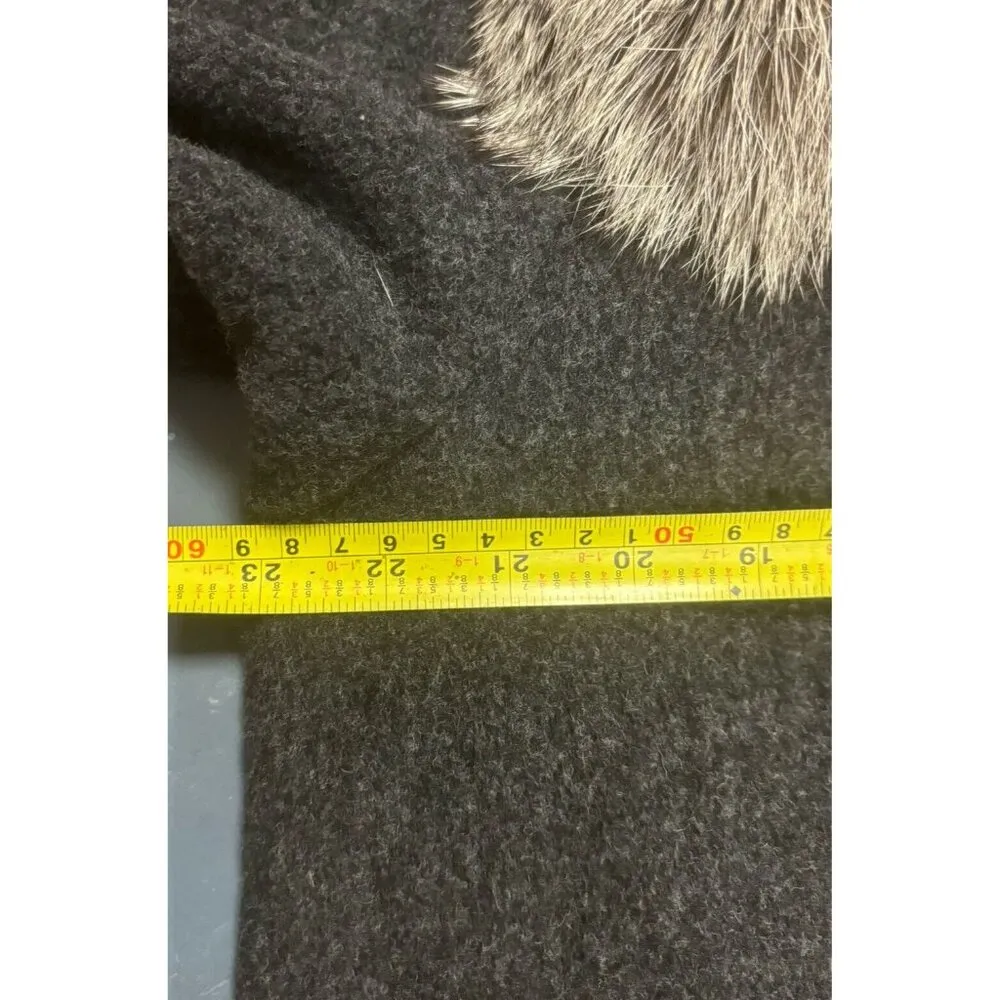 VTG J. Percy For Marvin Richards Gray 100% Lambs wool Fur Collar Coat SZ 12P USA - Image 8