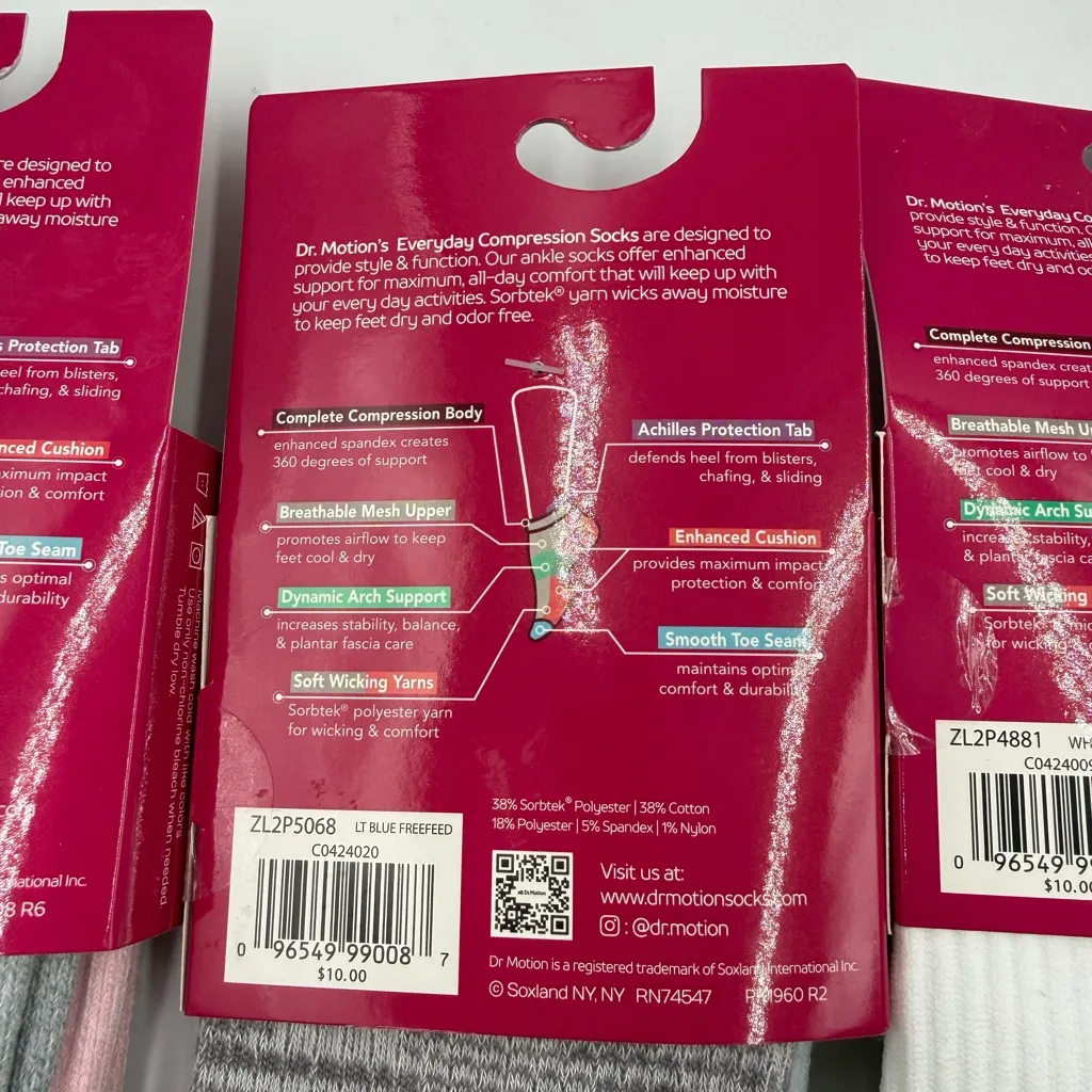Dr. Motion Everyday Compression Ankle Socks 8 pairs White - Image 5