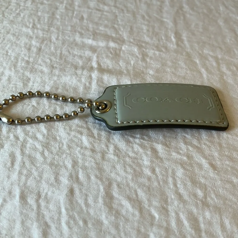 Coach: Gray Leather Keychain/ Handbag Tag- Silver Tone - Image 7