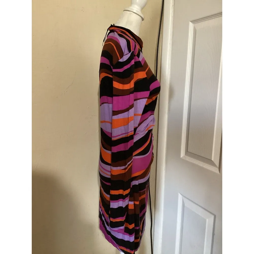 Sanctuary Womens Gravity Abstract Mock Neck Shirred Bodycon Mini Dress M - Image 3