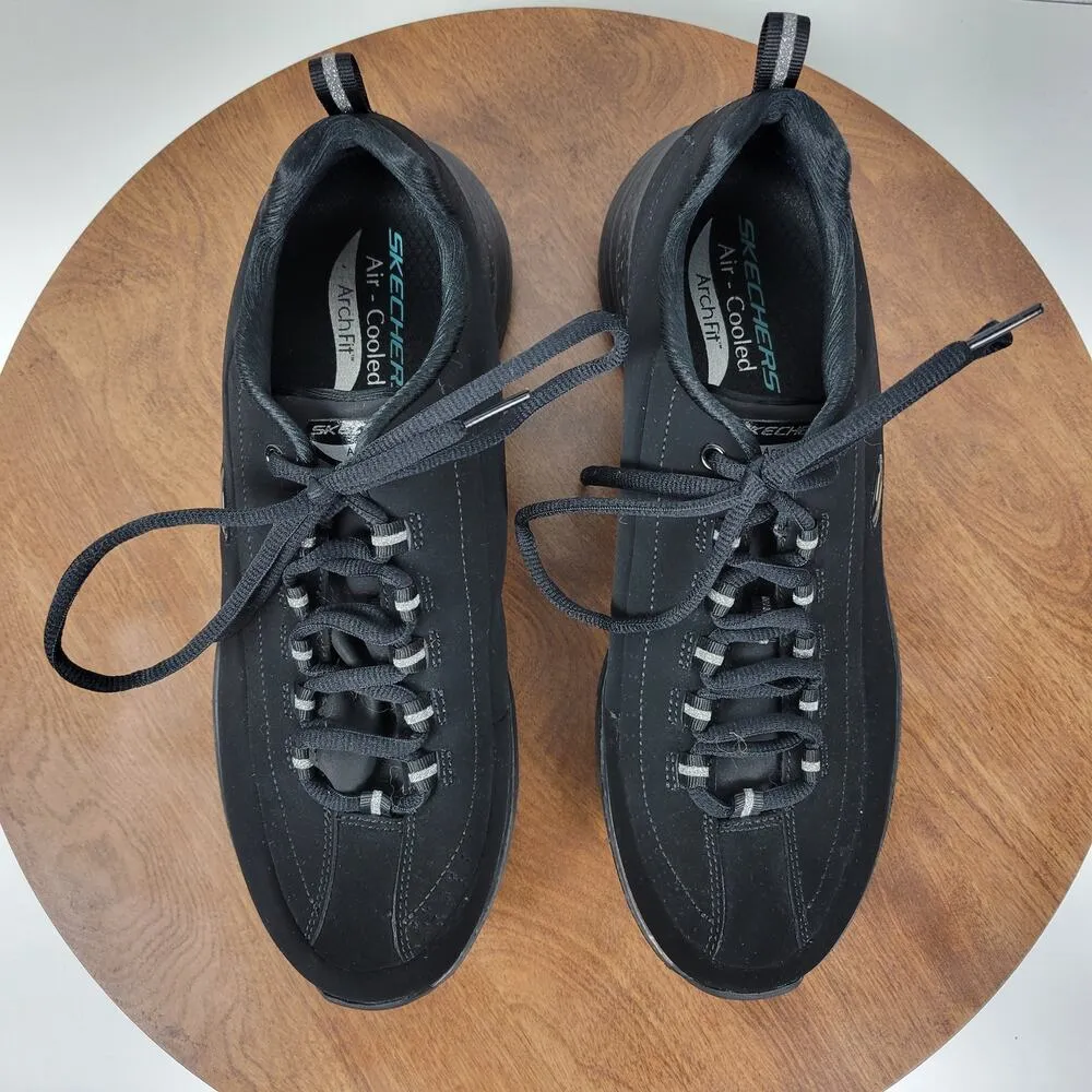 Skechers Womens Arch Fit Metro Skyline 11 Black Air Coole Cushioned Lace Sneaker - Image 9