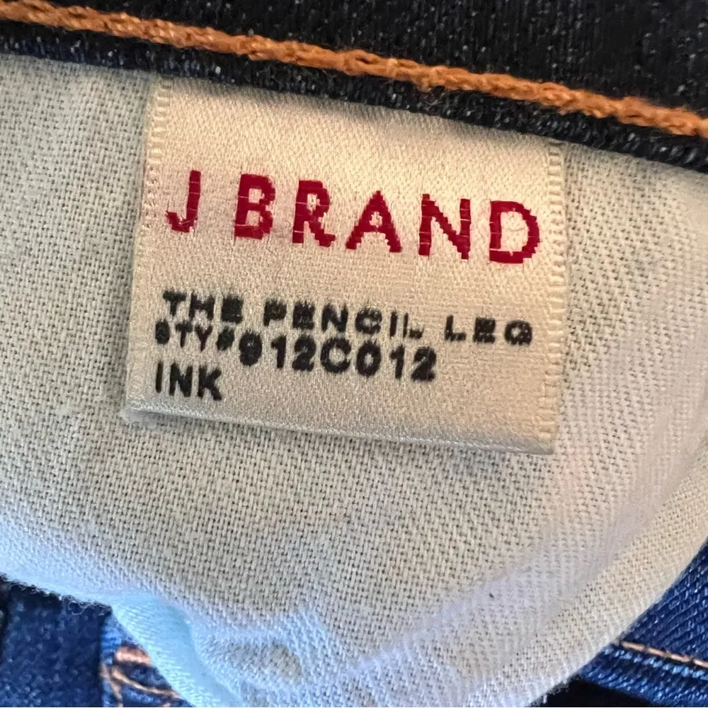 J Brand The Pencil Leg Ink Dark Wash Distressed Jeans Low Rise Indigo Size 28 - Image 7