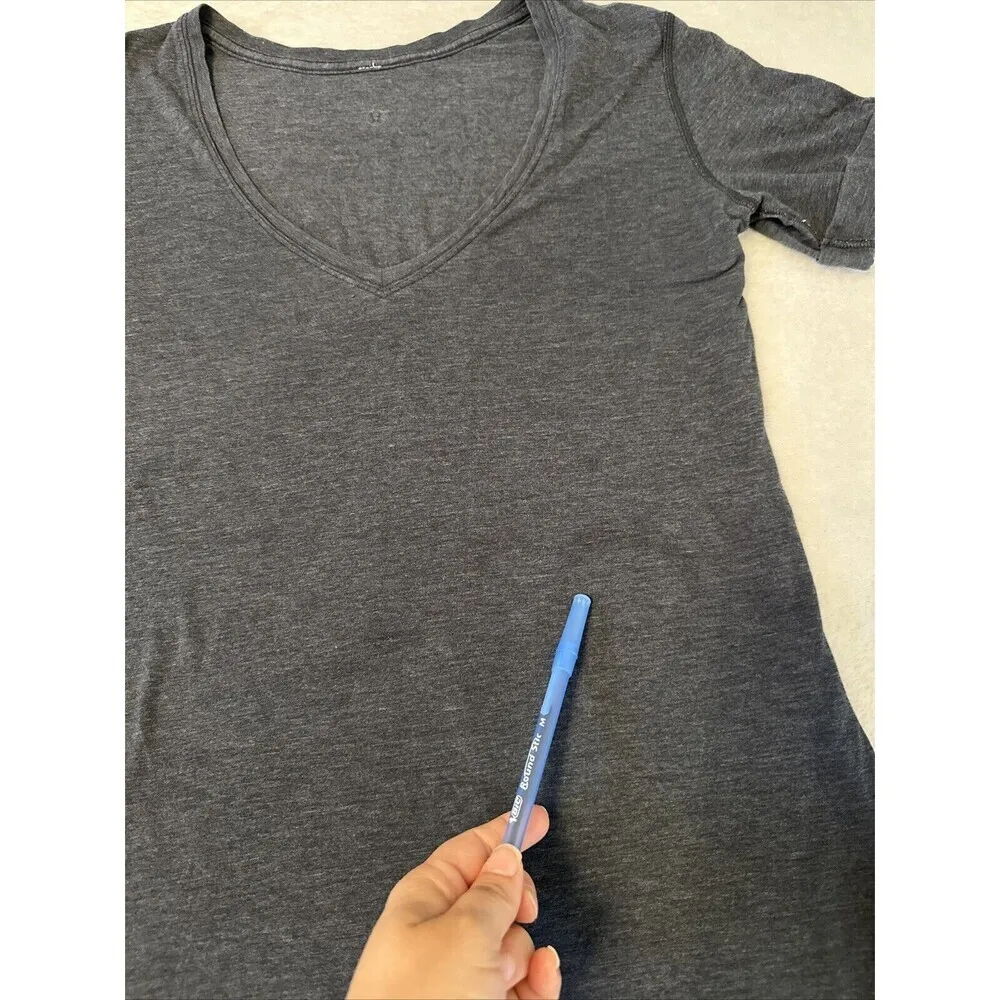 Lululemon Love Tee V-Neck Pima Cotton Short Sleeve Gray Size 8 (w/ Small Stain) - Image 8