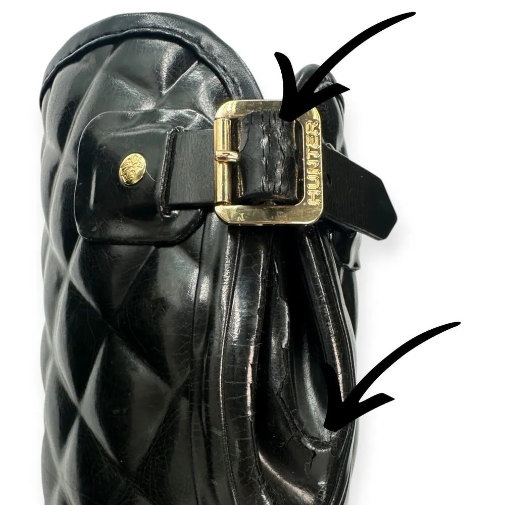 Hunter | US 8 | Women's Refined Quilted Gloss Round Toe Pull-On Rain Boots - Image 12