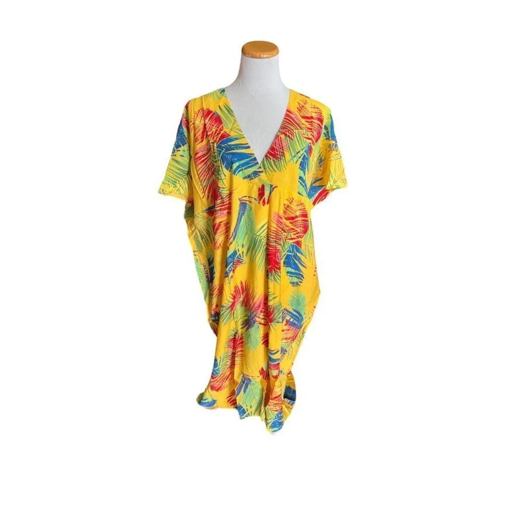 NWT Womens Yumiday Tropical Palm Flowy Airy Dress or Beach Swim Coverup - Image 4
