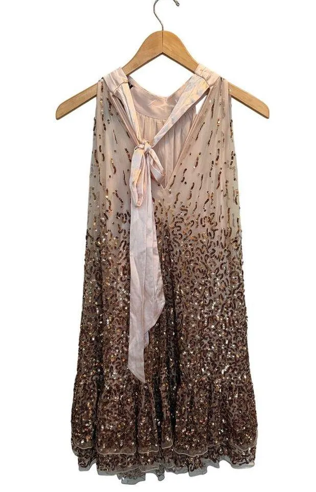 Alice + Olivia Zenon Cape Mini Dress Size 2 Pearl Blush/Rose Gold Sequin NWT - Image 9