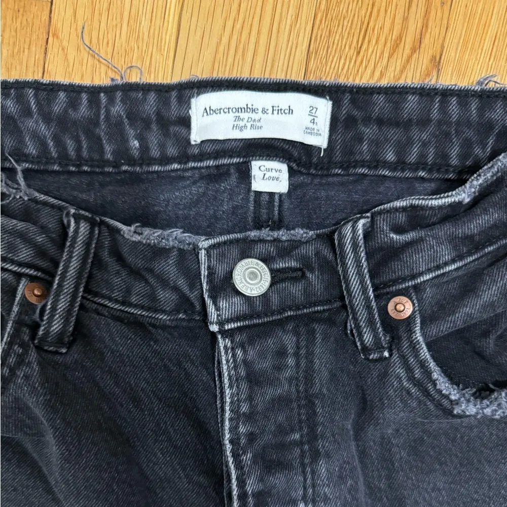 Size 27/4R Curve Love High Rise Dad Jeans Black Distressed - Image 3