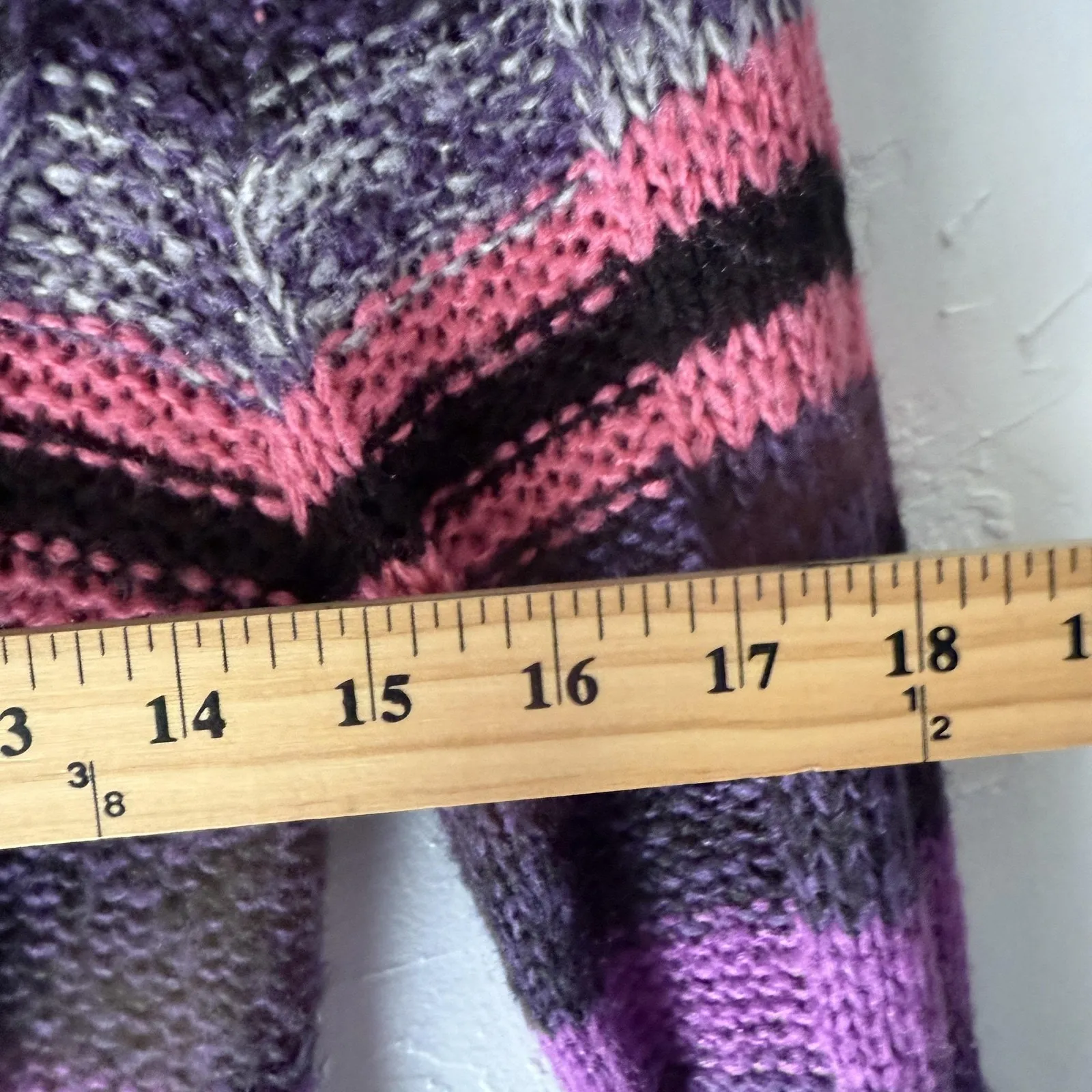 Ashley Sweater‎ Y2k Medium Purple Pink Black Striped Knit Long Sleeve Babydoll - Image 7