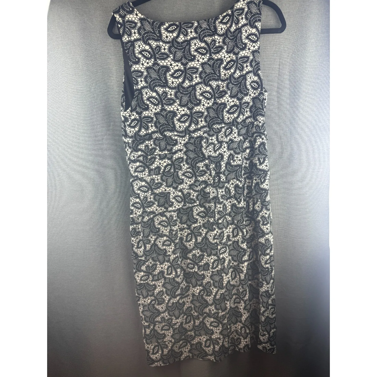 LONDON STYLE Collection Black Lace Ruffled Sleeveless Dress Lined‎ Size 12 - Image 5