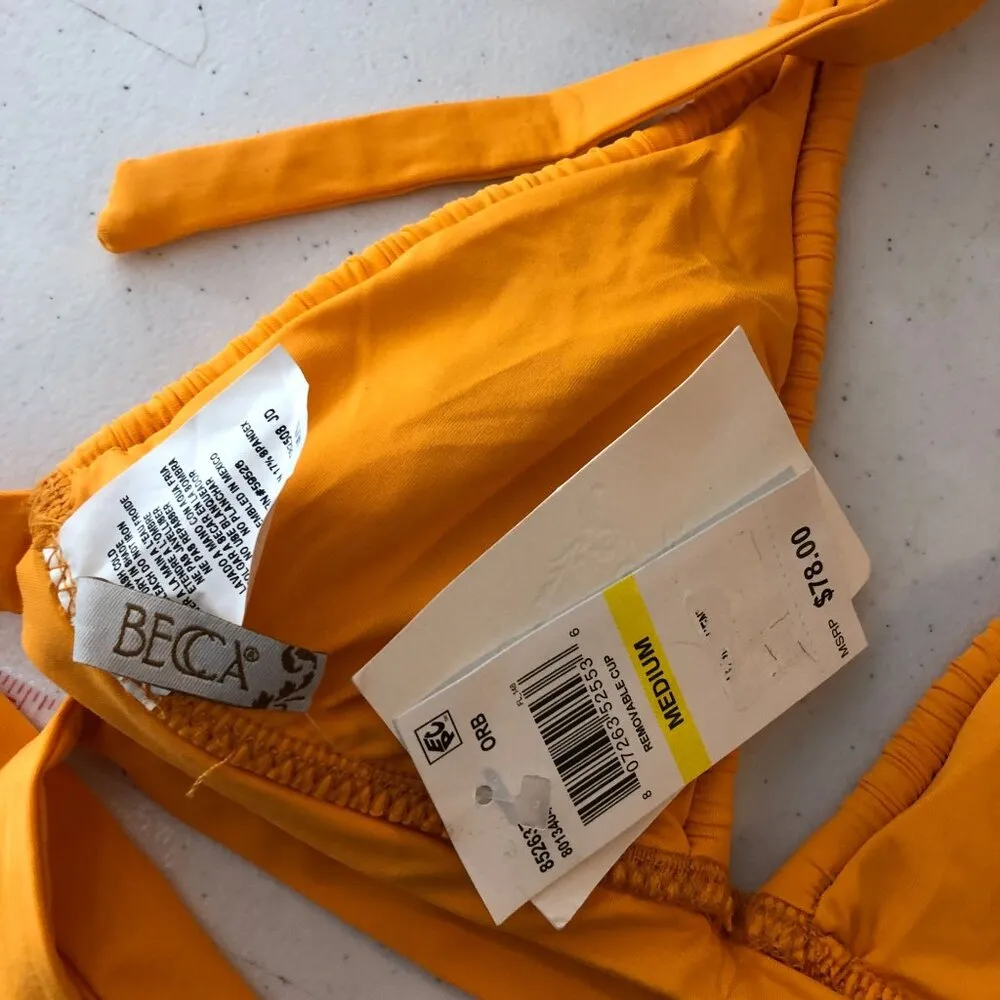 Becca Women's Santorini Amari Halter Bikini Swim Top Orange Burst M - Image 4