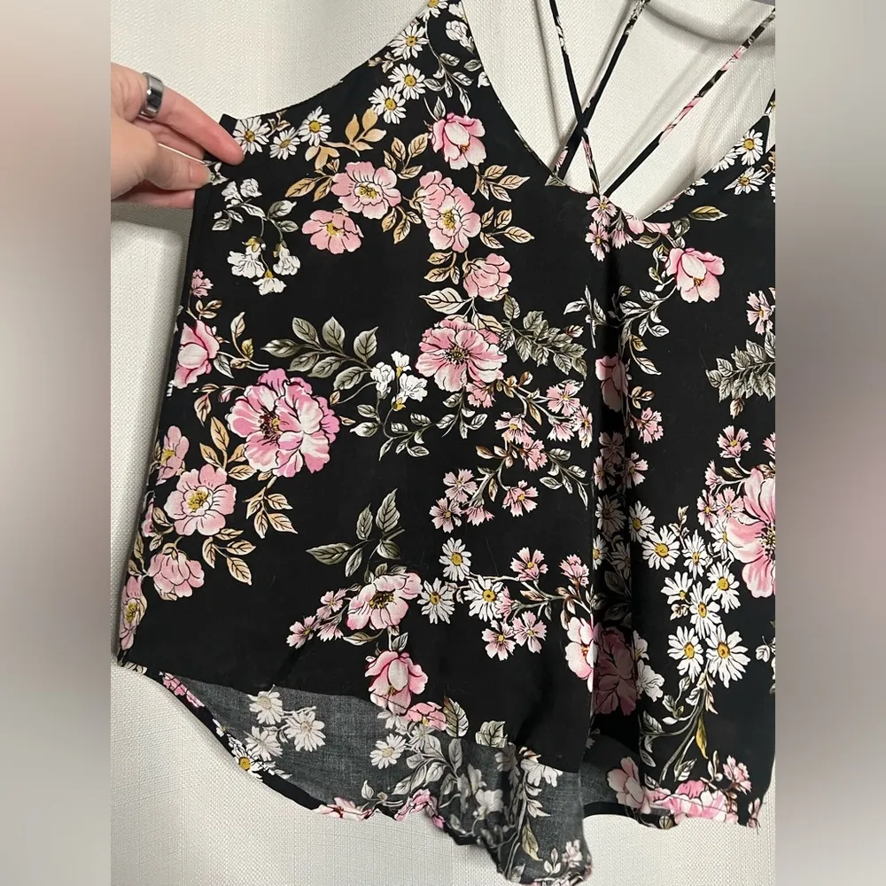 LF Three Days Black and Pink Floral Strappy Cami Blouse XS - Image 5