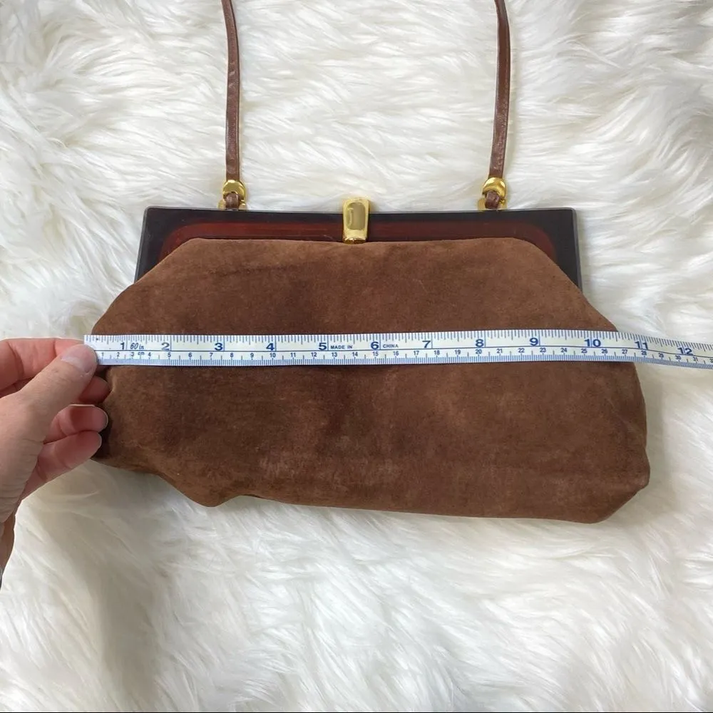 ‎VINTAGE Italy Tortoise Shell Leather bag Purse Brown - Image 7