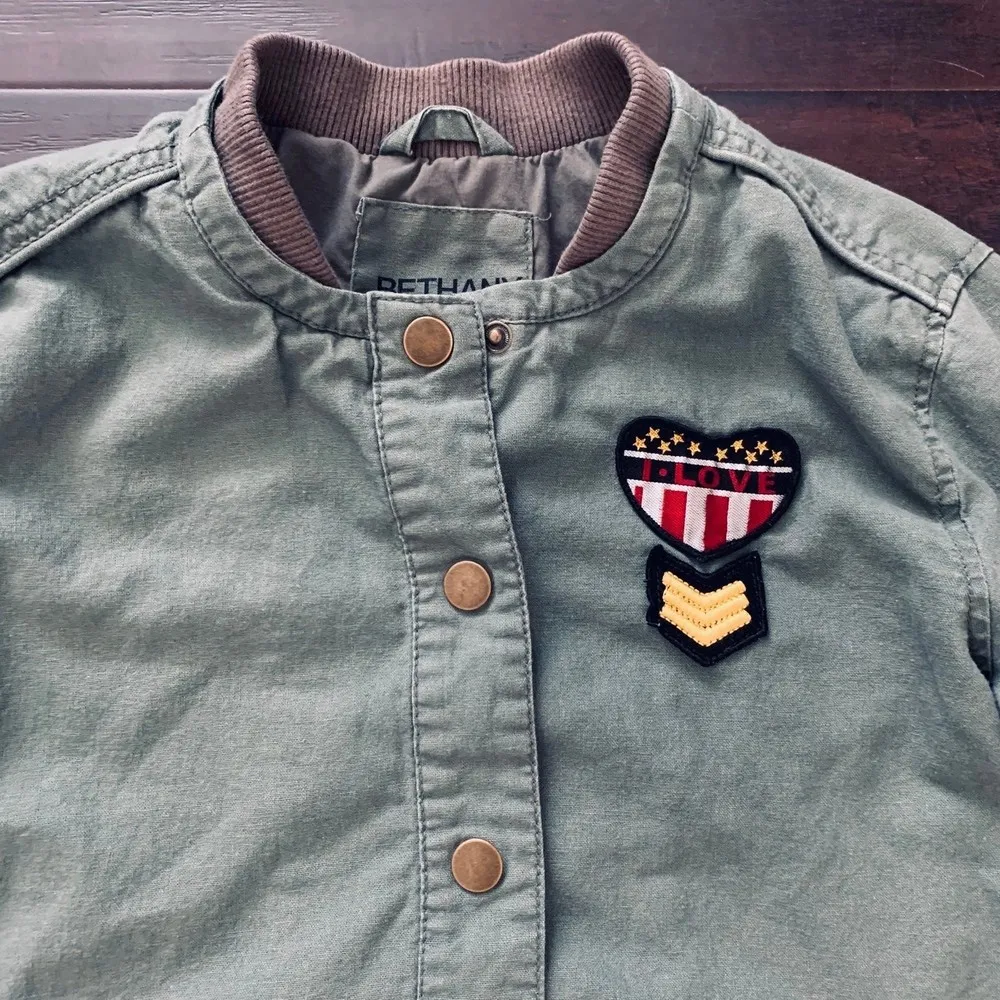 Bethany Mota by Aeropostale Cute Green Army Military Bomber Jacket | Size: M - Image 2