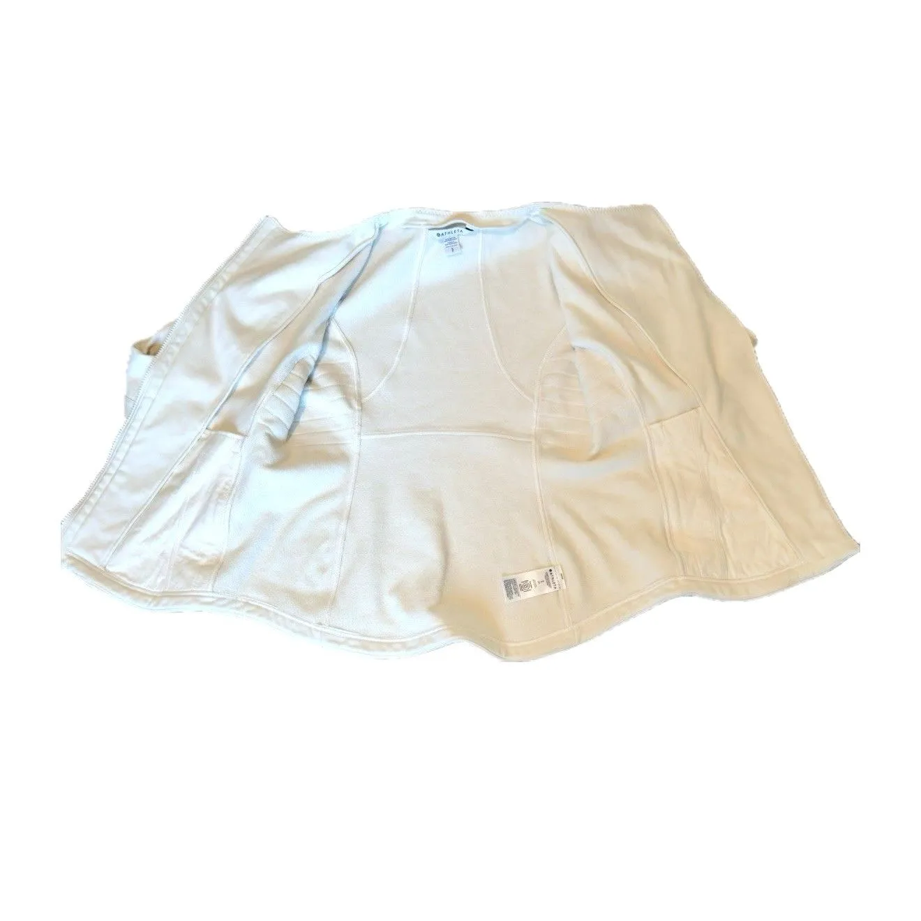 Athleta Moto Jacket Women Small Ivory Stretch Fleece Asymmetrical Full Zip - Image 5