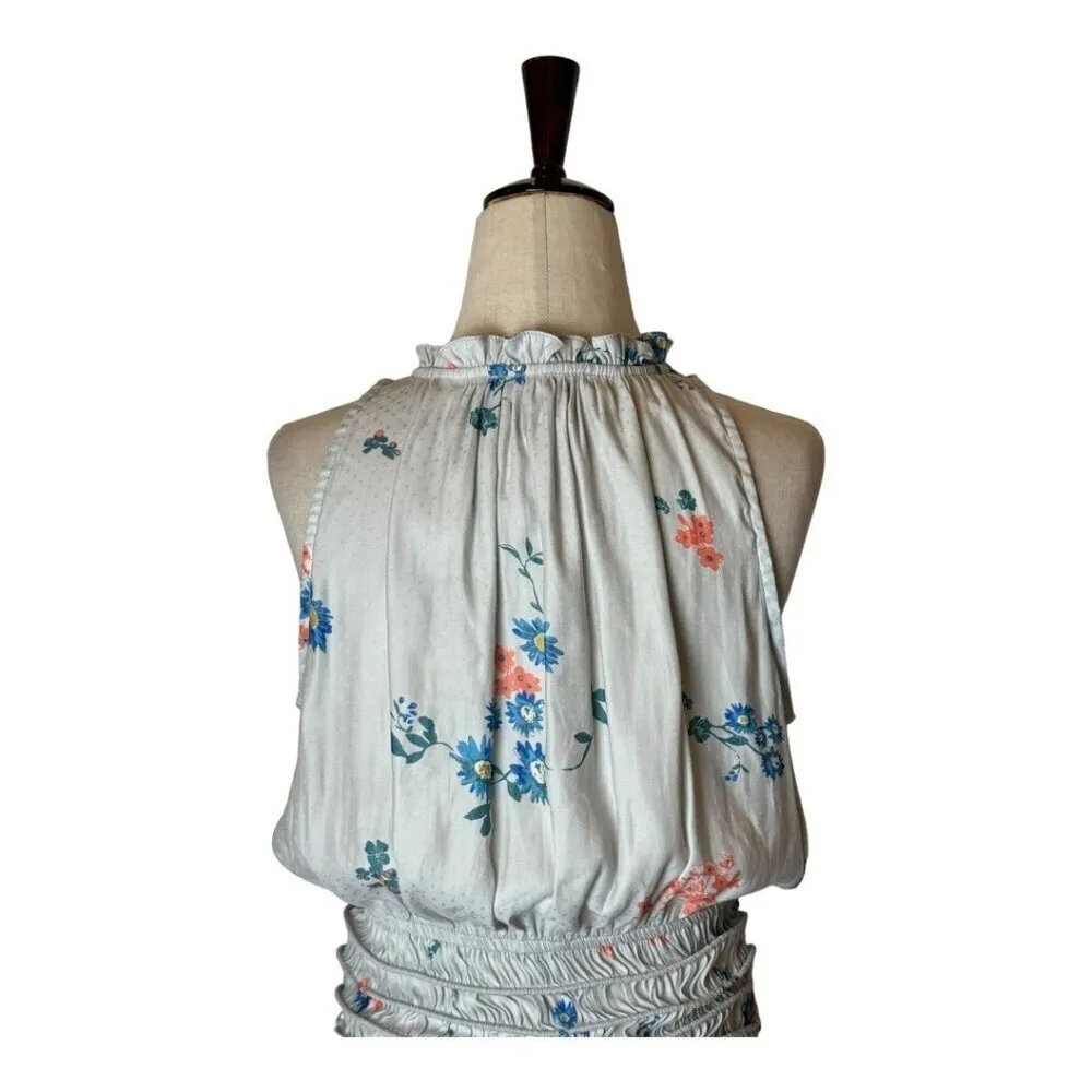 Current Air Anthropologie Dress Women Small Gray Floral Print Silky Boho Midi‎ - Image 4