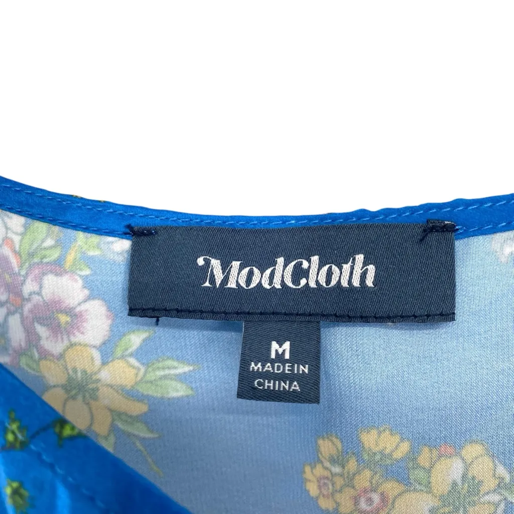 ModCloth Sunlit Reverie Blue Floral Satin A-Line Dress - Image 7