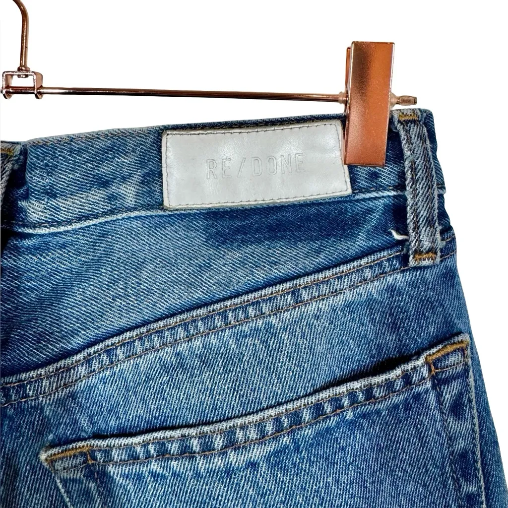 Re/Done 70s Stovepipe High Rise Straight Leg Jeans Worn Rich Indigo Distressed - Image 6