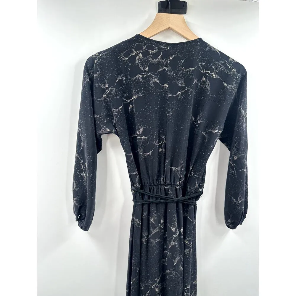 Rebecca Taylor Aristotle Print Faux Wrap Silk Dress Size 0 - Image 9