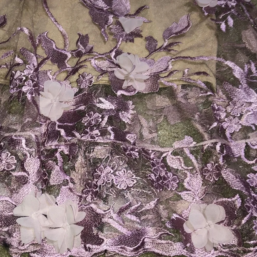 Dress the Population Audrey Sheer Floral Overlay A-Line Sleeveless V-Neck Dress - Image 8