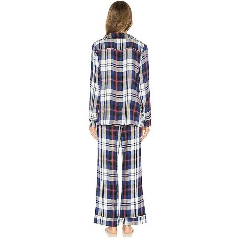 Revolve Plush Red Blue Plaid Pajama Set New w Tags XS - Image 3