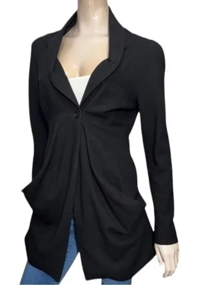 Alexander McQueen Women’s 38 4 S Black Slouch Pockets One Button Jacket Blazer - Image 1