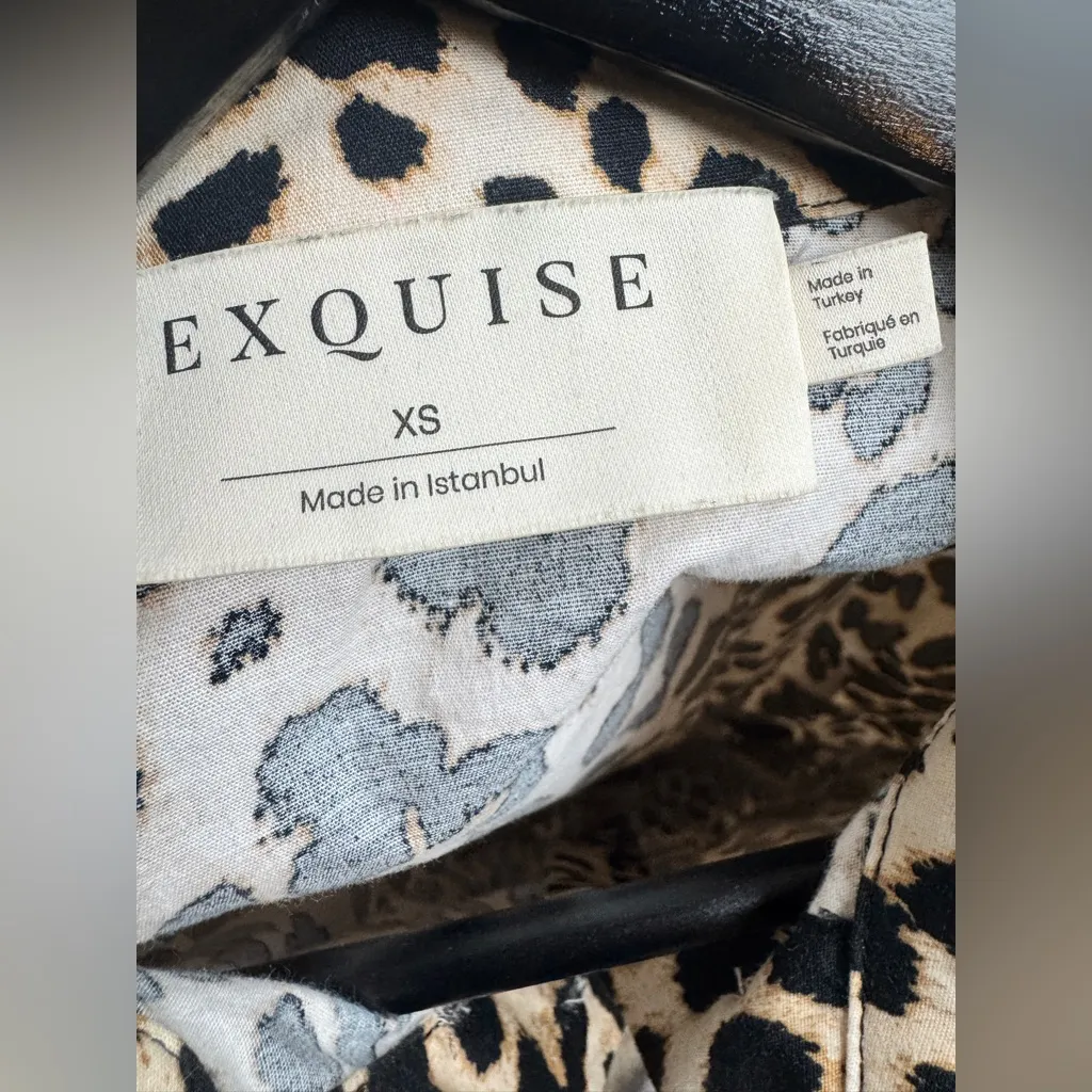Exquise Anthropologie Cotton Blend Relaxed Leopard Tobie Shirt Dress Size XS. Brown - Image 11