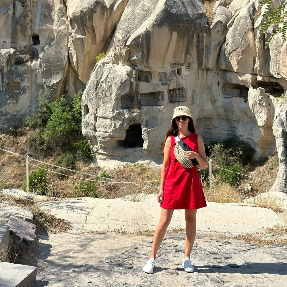 Abercrombie & Fitch Women’s High-Neck Linen Blend Mini Red Dress - Image 2