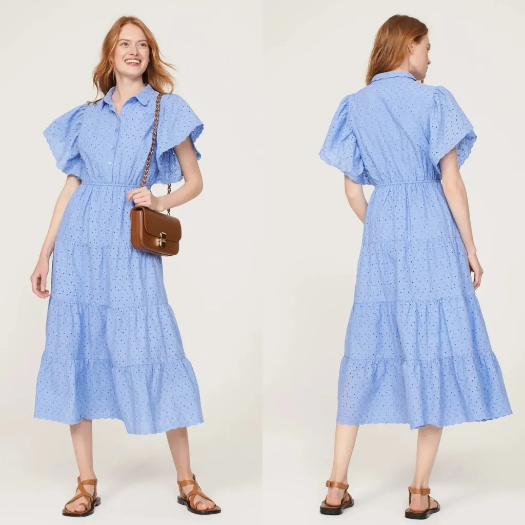 Slate & Willow Blue Eyelet Midi Dress - Image 2