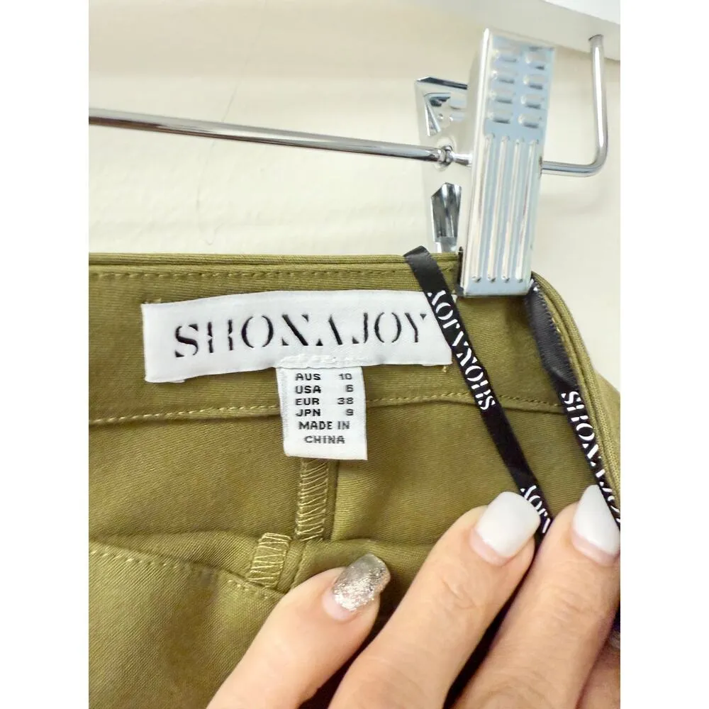 Shona Joy Lani Twill High Waisted Boot Cut Flared Pants Army Green Womens US 6 - Image 4