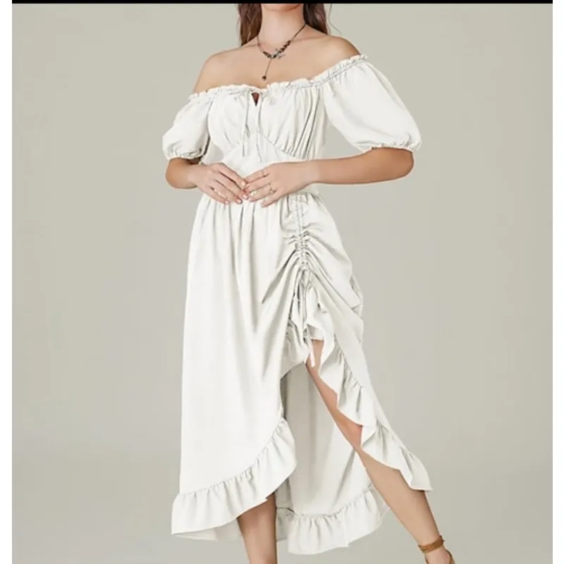 Scarlet Darkness Renaissance Dress NEW Size Large Ruffle Maxi Dress Cream - Image 3