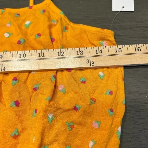 BP Women's Yellow Floral‎ Print Tie Strap Sleeveless Crop Top Tank Size Small - Image 8