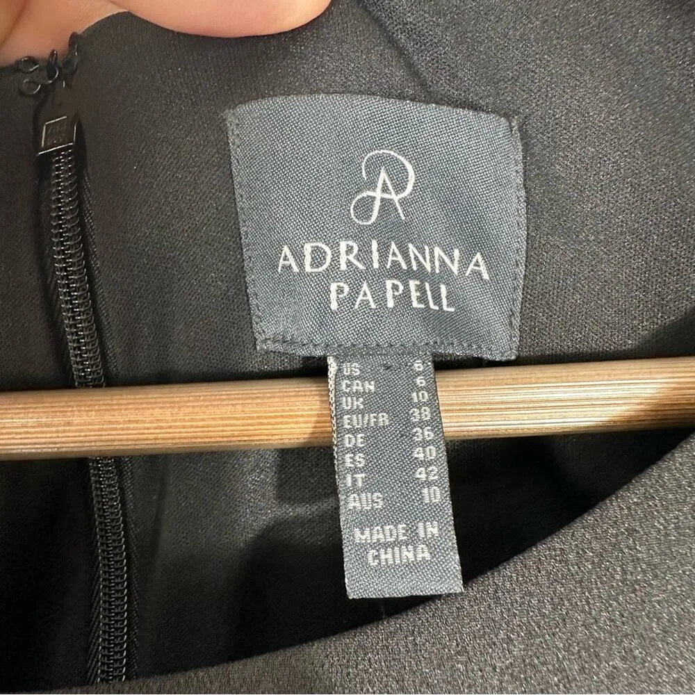 Adrianna Papell  Black Satin Crepe Gown Size 6 - Image 11